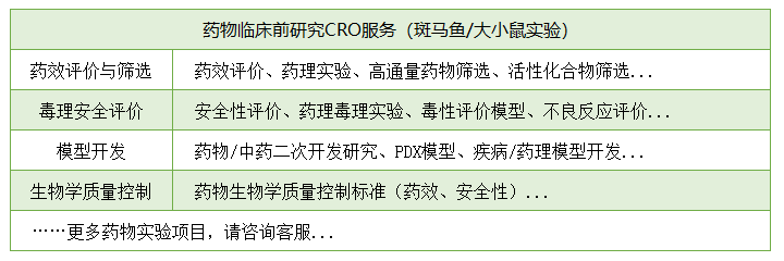 临床前药物实验科研服务项目